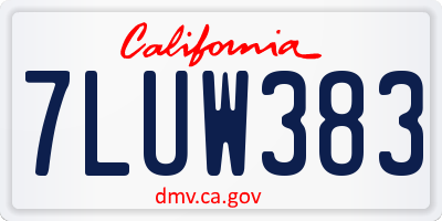 CA license plate 7LUW383