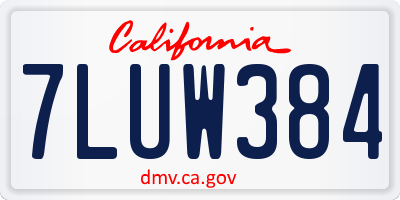 CA license plate 7LUW384