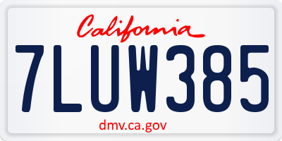CA license plate 7LUW385