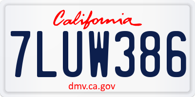 CA license plate 7LUW386