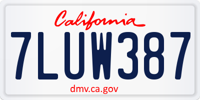 CA license plate 7LUW387