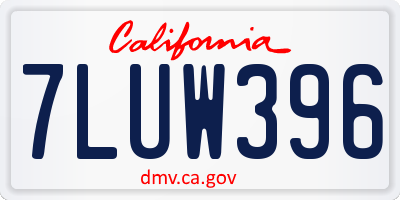 CA license plate 7LUW396