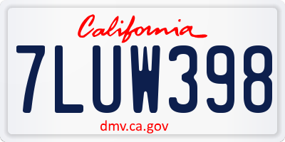 CA license plate 7LUW398