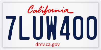 CA license plate 7LUW400