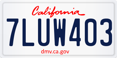 CA license plate 7LUW403