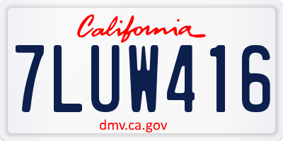 CA license plate 7LUW416