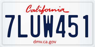 CA license plate 7LUW451