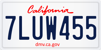 CA license plate 7LUW455