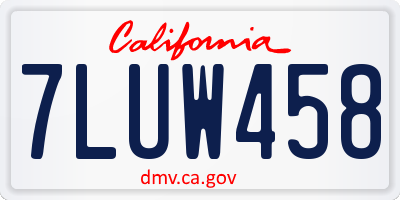 CA license plate 7LUW458