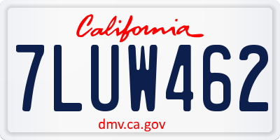 CA license plate 7LUW462