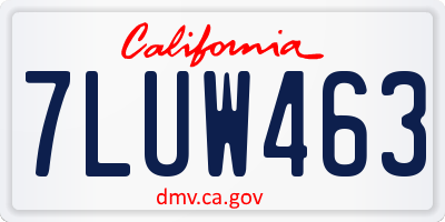 CA license plate 7LUW463