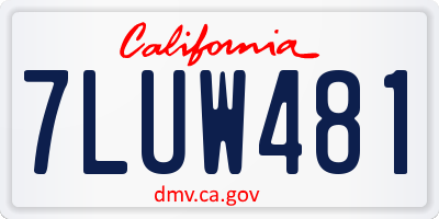 CA license plate 7LUW481