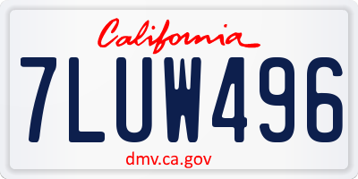 CA license plate 7LUW496