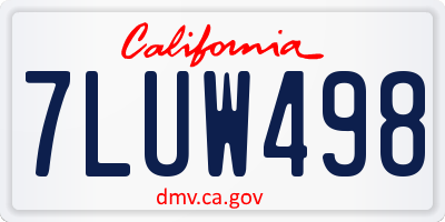 CA license plate 7LUW498