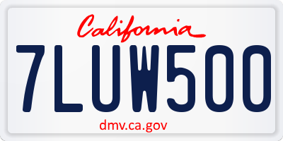 CA license plate 7LUW500