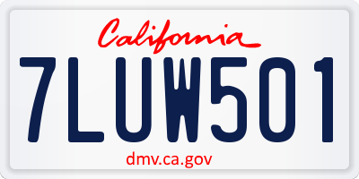 CA license plate 7LUW501