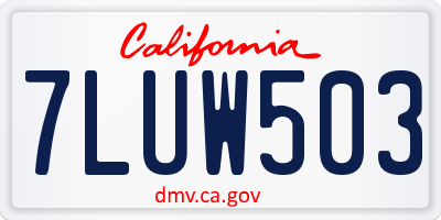 CA license plate 7LUW503