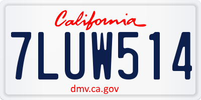 CA license plate 7LUW514