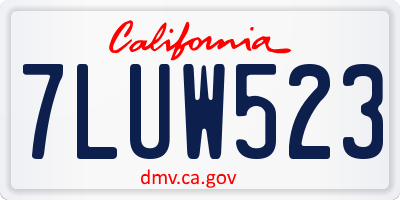 CA license plate 7LUW523