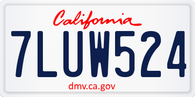 CA license plate 7LUW524