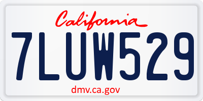 CA license plate 7LUW529