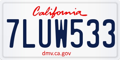 CA license plate 7LUW533