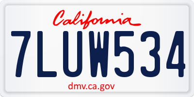 CA license plate 7LUW534