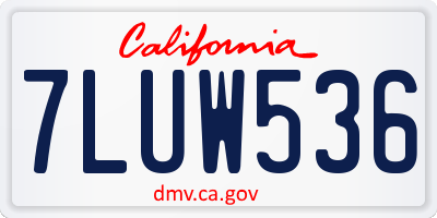CA license plate 7LUW536