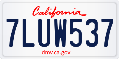 CA license plate 7LUW537