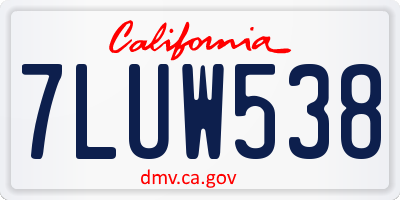 CA license plate 7LUW538