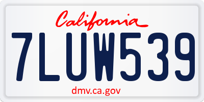 CA license plate 7LUW539