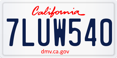 CA license plate 7LUW540