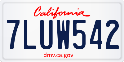 CA license plate 7LUW542