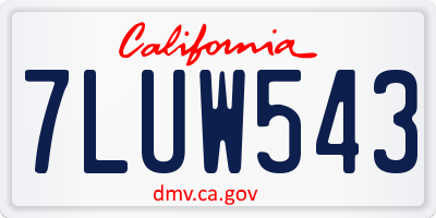 CA license plate 7LUW543
