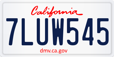 CA license plate 7LUW545