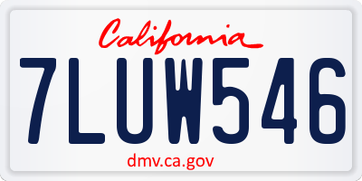 CA license plate 7LUW546