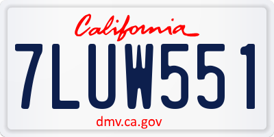 CA license plate 7LUW551