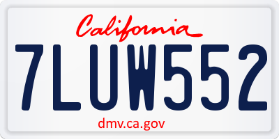 CA license plate 7LUW552