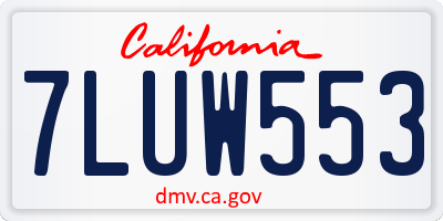 CA license plate 7LUW553
