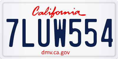 CA license plate 7LUW554