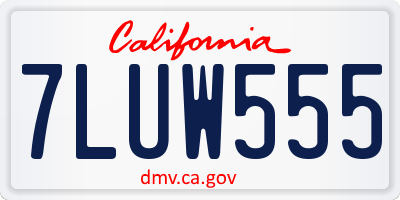 CA license plate 7LUW555