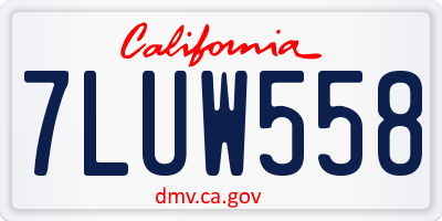 CA license plate 7LUW558