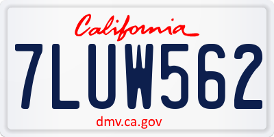 CA license plate 7LUW562
