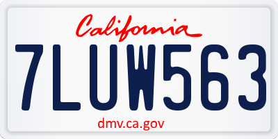 CA license plate 7LUW563