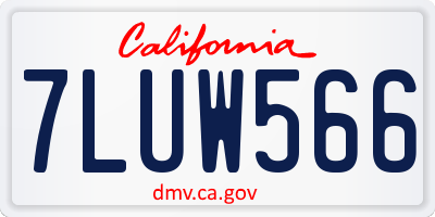 CA license plate 7LUW566
