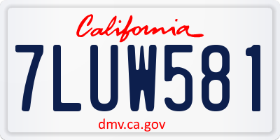 CA license plate 7LUW581