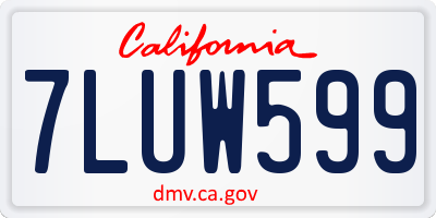 CA license plate 7LUW599