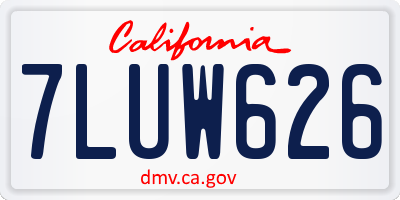 CA license plate 7LUW626