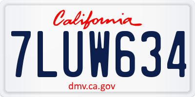 CA license plate 7LUW634
