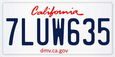 CA license plate 7LUW635